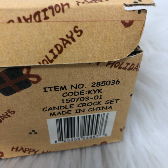 Holiday Tea Light Candle Crock Set Christmas - Picture 3 of 5